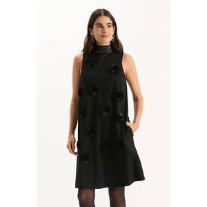 NEW TYLER BOE ponte satin trim dress in black